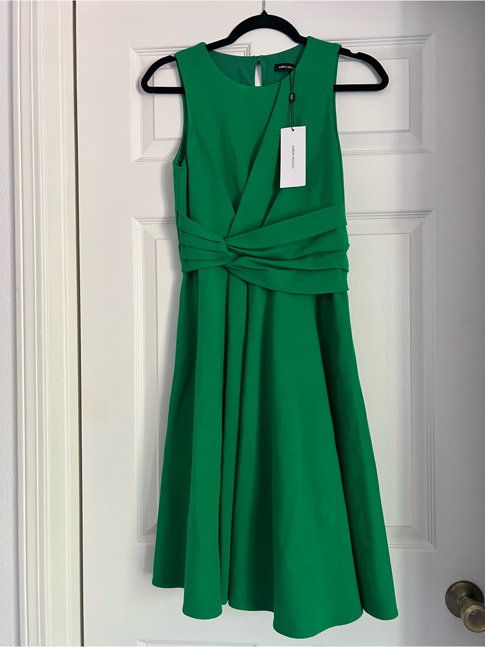 Karen Millen Green Gathered Twisted Waist Sleeveless Women’s Dress U.S. 4